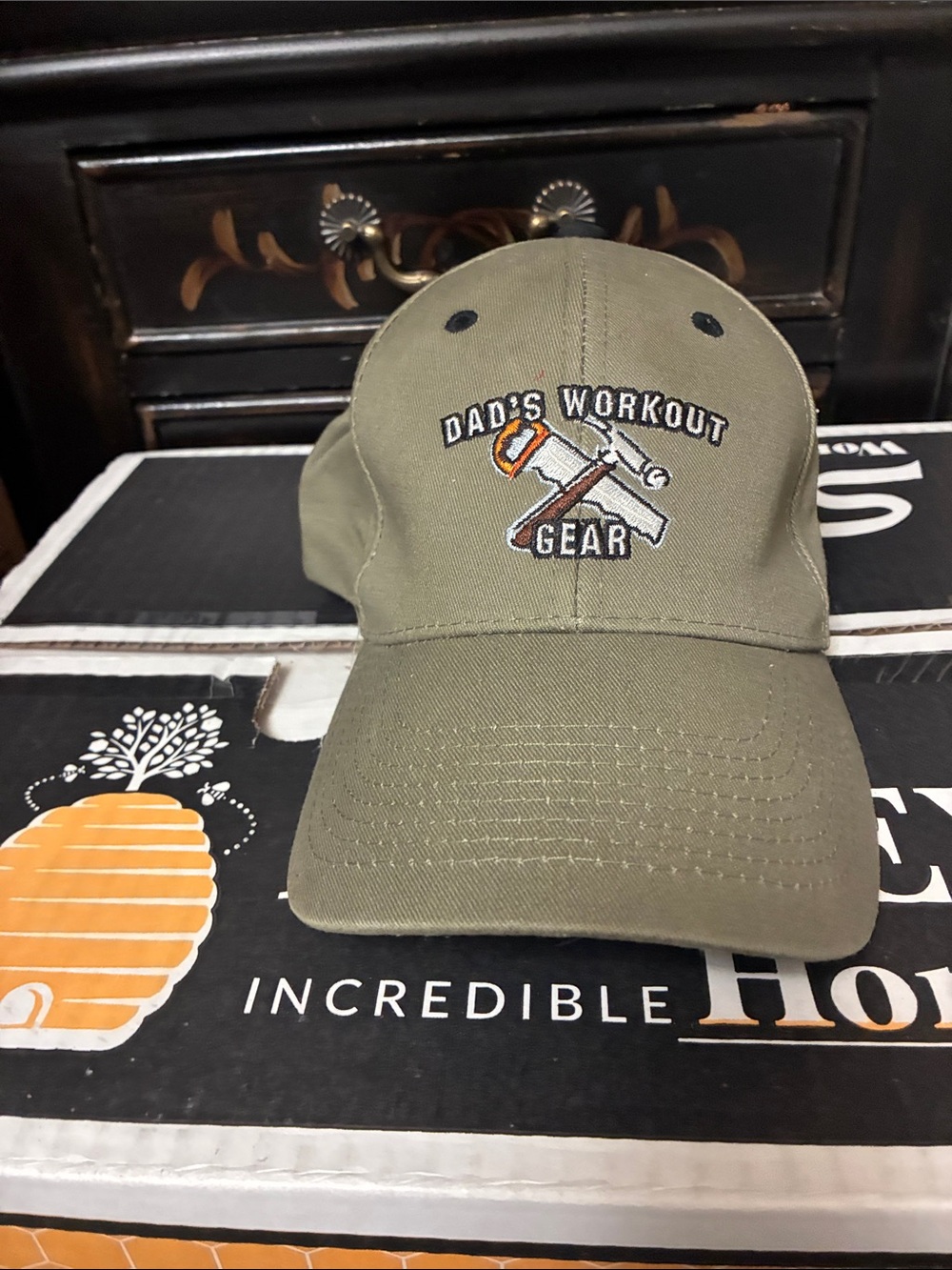 Dads workout gear gray green adjustable cap